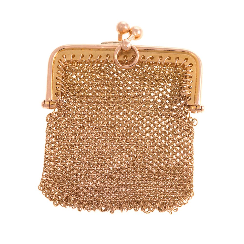 Appraisal: A Ladies K Mesh Coin Purse K yellow gold mesh