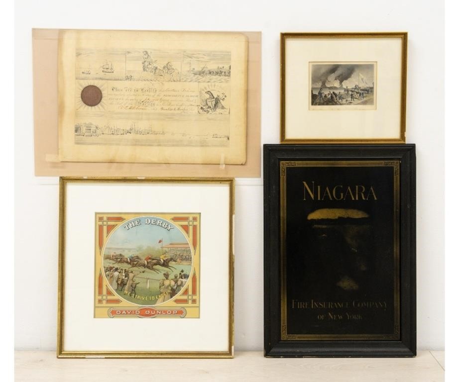 Appraisal: Various framed prints to include Certificate Membership of Providence Marine