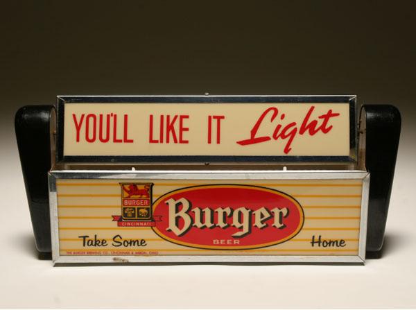 Appraisal: Vintage lighted bar sign advertising Burger Beer with rotating top