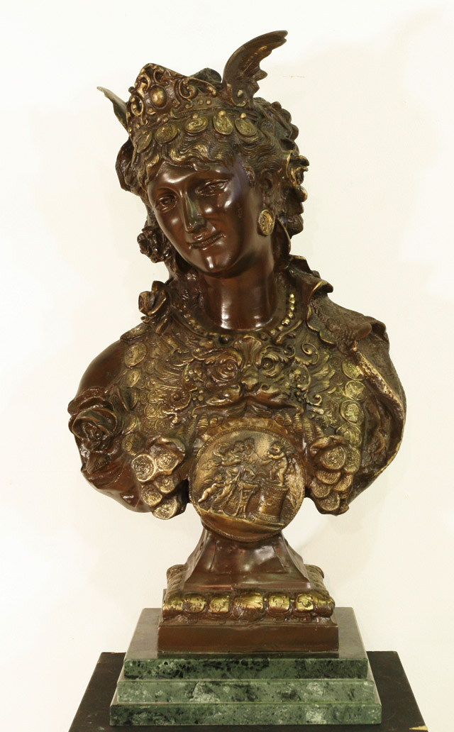 Appraisal: A signed bronze and gilt statue of Boudicca on green