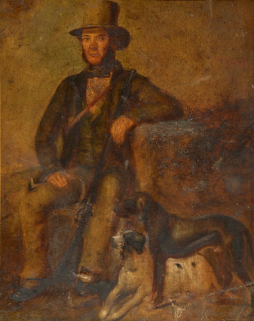 Appraisal: FOLLOWER OF RICHARD ANSDELLPortrait of a huntsman with dogs oils