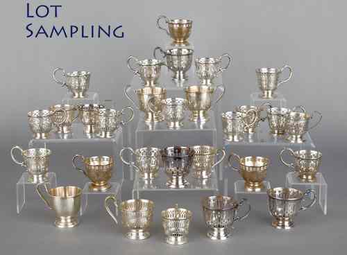 Appraisal: Collection of Lenox porcelain tea cups with sterling silver holders