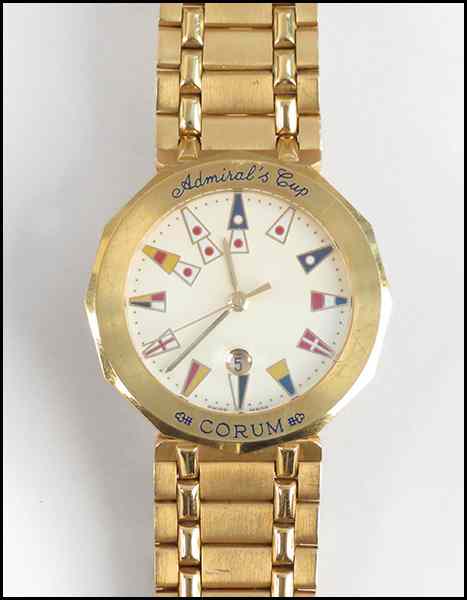 Appraisal: CORUM KARAT YELLOW GOLD ADMIRAL'S CUP WATCH Enamel flag time