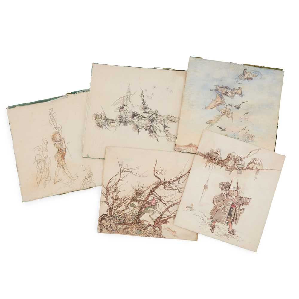 Appraisal: ENGLISH AFTER ARTHUR RACKHAM FIVE EDWARDIAN PRINTS CIRCA printed on