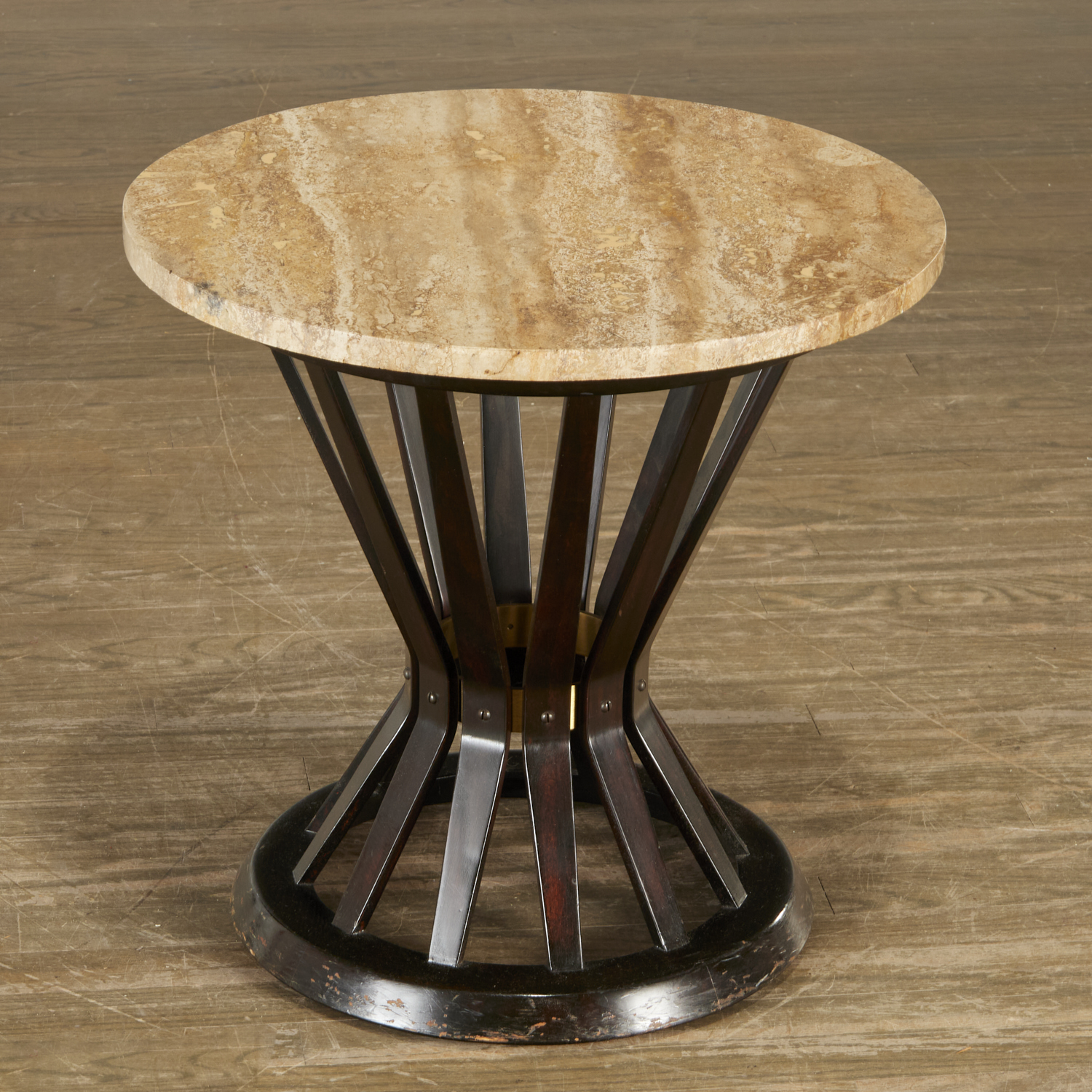 Appraisal: EDWARD WORMLEY FOR DUNBAR SHEAF OF WHEAT TABLE Designed brass