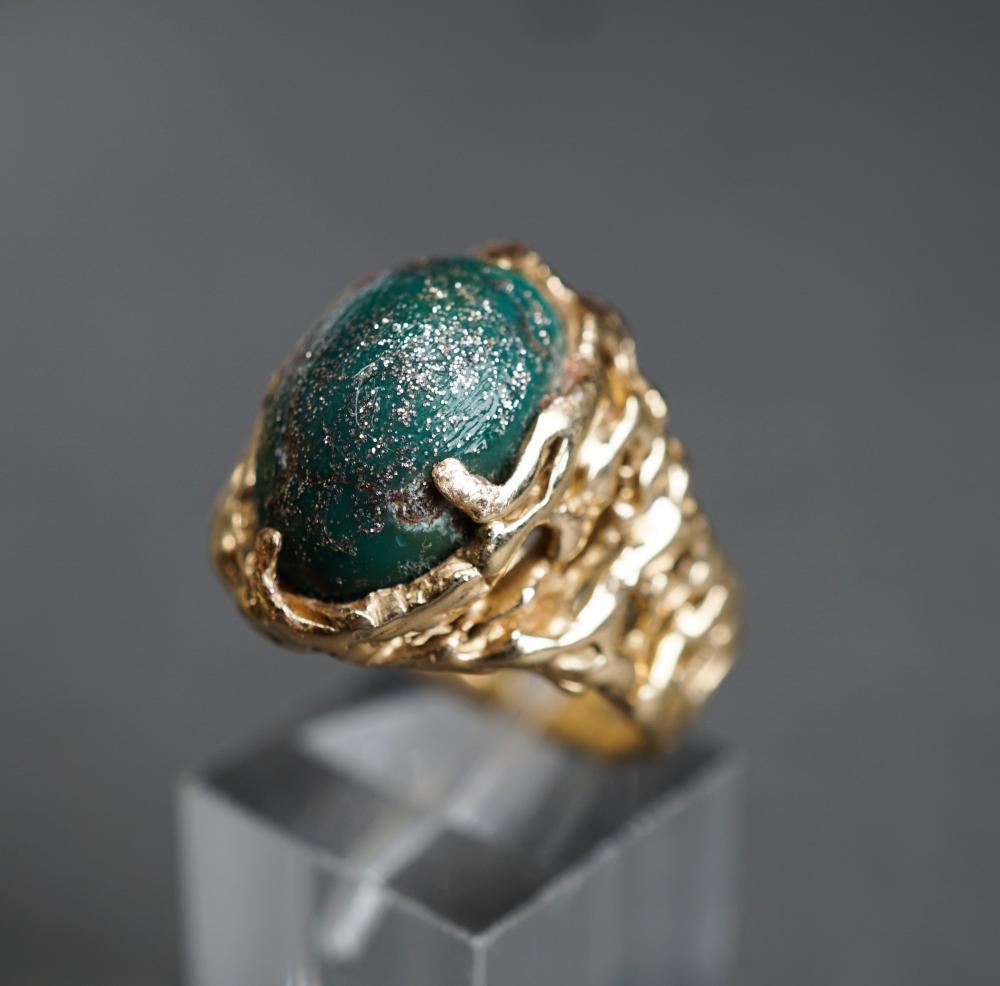 Appraisal: -KARAT YELLOW-GOLD AND HARDSTONE RING GROSS DWT SIZE -Karat Yellow-Gold