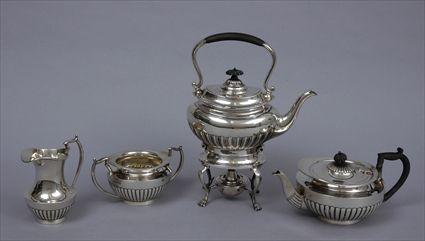 Appraisal: ENGLISH ASSEMBLED SILVER FIVE-PIECE TEA SET Marks for Mappin Webb