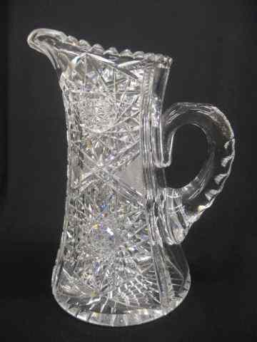 Appraisal: Cut Glass Pitcher brilliant period starburst diamond cross-hatching '' tall