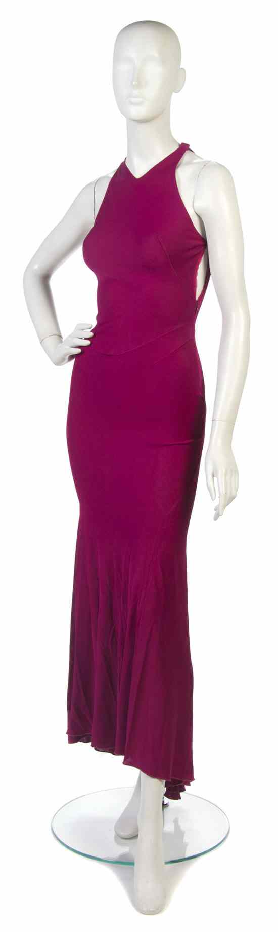 Appraisal: An Alaia Fuchsia Pink Silk Crepe Evening Gown bias cut