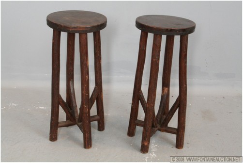 Appraisal: PR OF 'S CEDAR BARSTOOLS W x H