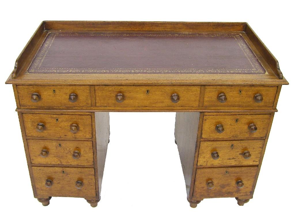 Appraisal: Victorian mahogany pedestal desk the top with a gallery back