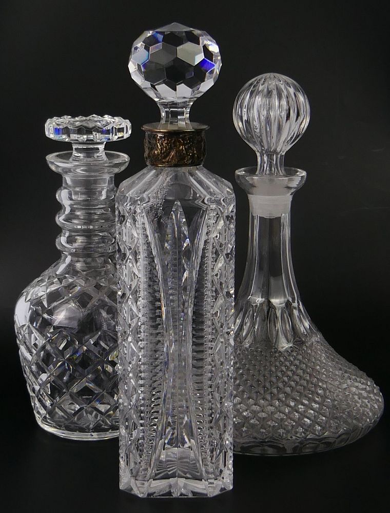 Appraisal: pcs CUT CRYSTAL DECANTERS GROUP pcs CUT CRYSTAL DECANTERS GROUP