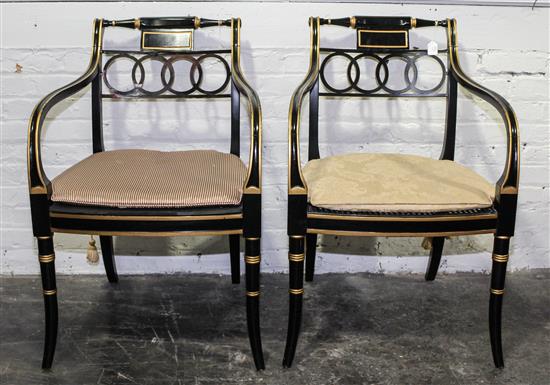 Appraisal: Sale Lot A Pair of Regency Style Parcel Gilt Ebonized