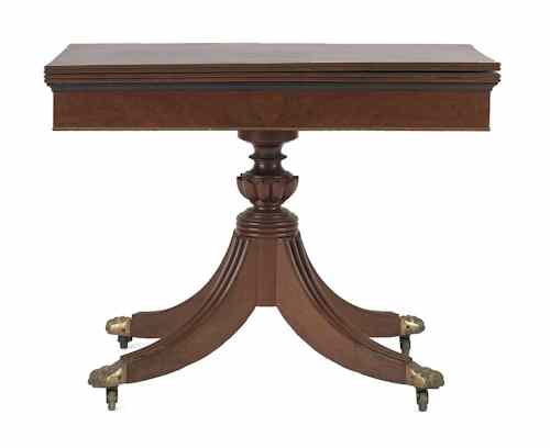 Appraisal: Mid Atlantic classical mahogany card table ca h w