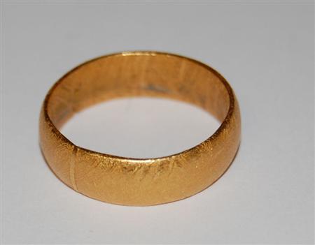 Appraisal: Gibeon ring gold plated wedding band mm diameter Gibeon Meteorite