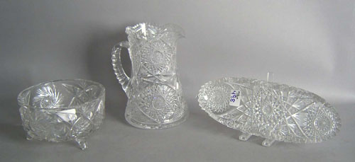 Appraisal: Cut glass pitcher h together with a bowl h dia