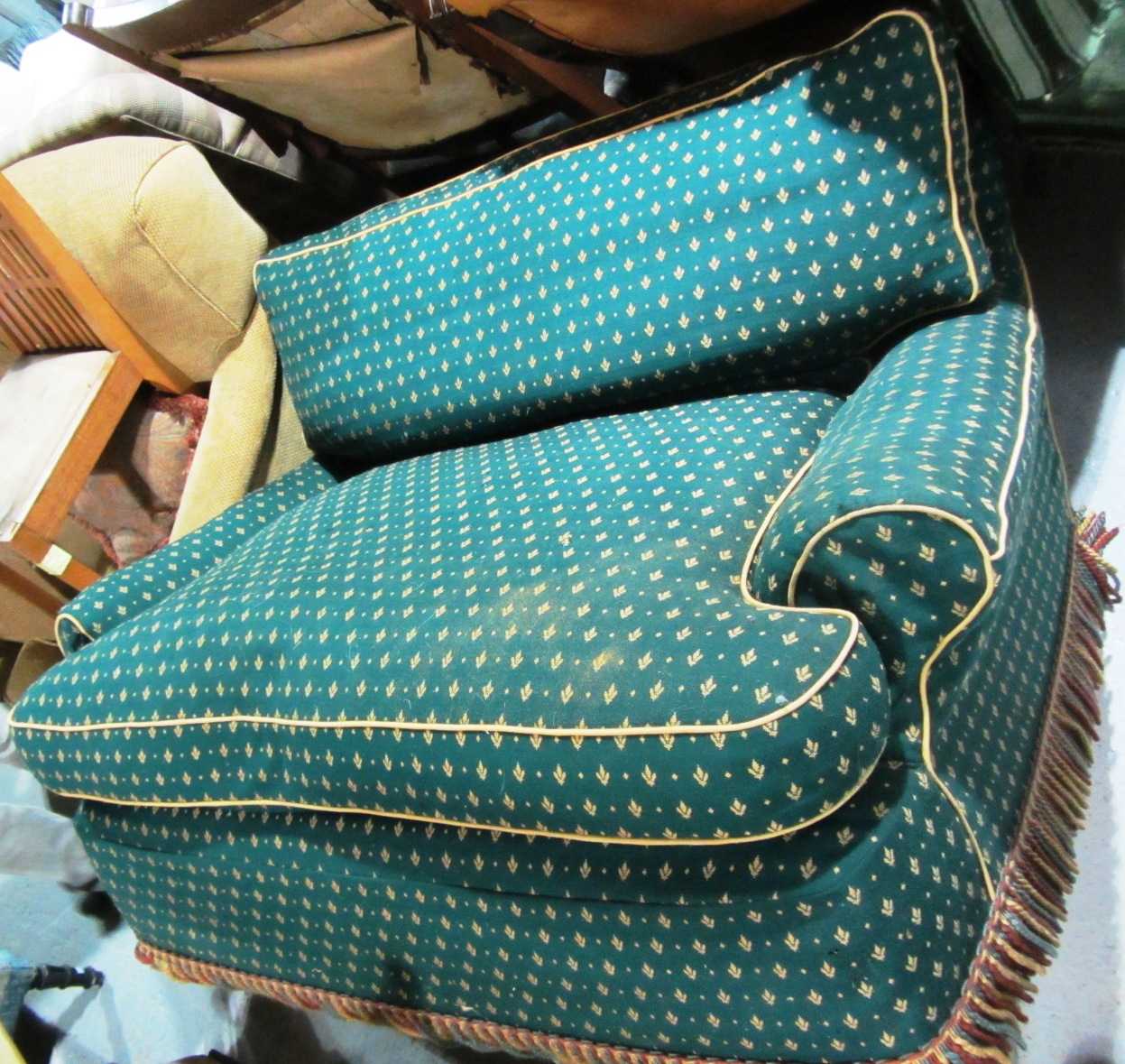 Appraisal: A th century green upholstered two seat sofa