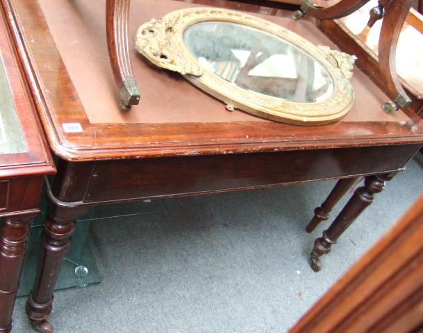 Appraisal: A th century mahogany writing table the inset leather top