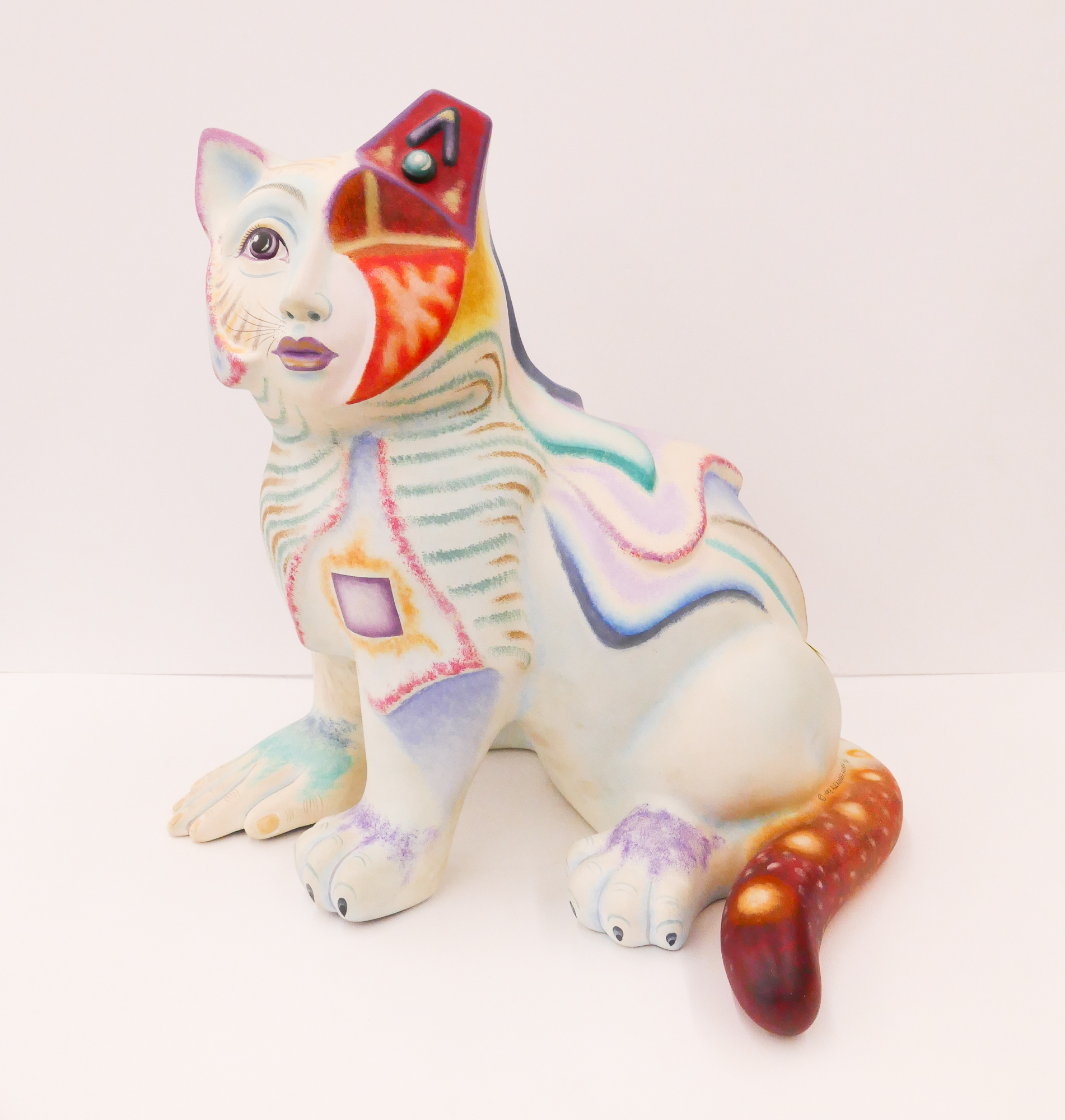 Appraisal: Alexander Flores Cubist Cat Sculpture- x ''