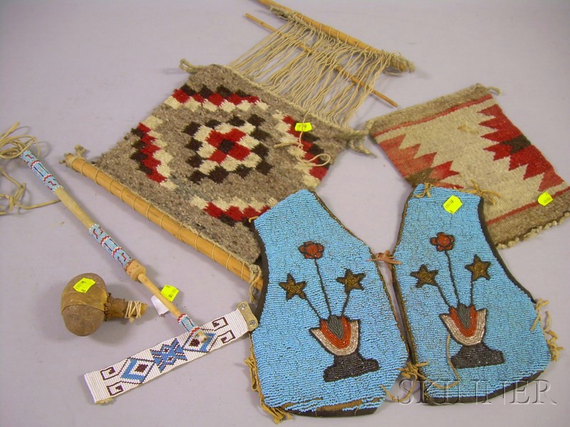 Appraisal: Group of Native American Items a beaded handled skullcracker lacking