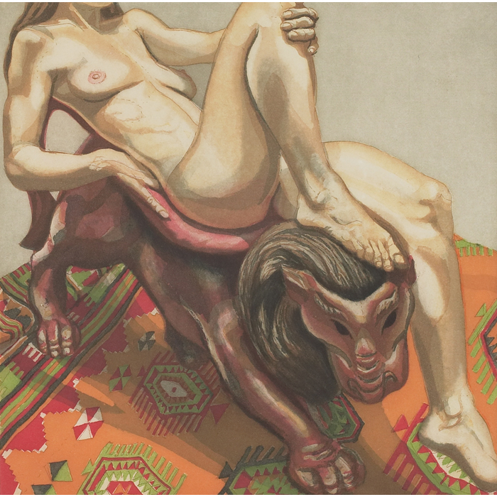 Appraisal: Philip Pearlstein American b ''Model on Luna Park Lion ''