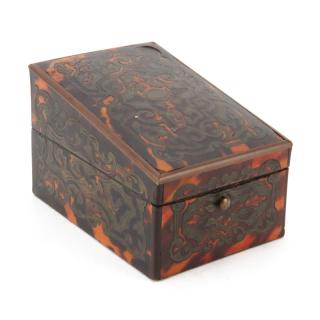 Appraisal: th Century Boulle Work Stamp Box with Ebony Lined Interior