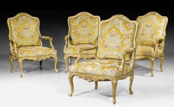 Appraisal: SET OF LARGE FAUTEUILS A LA REINE R gence from