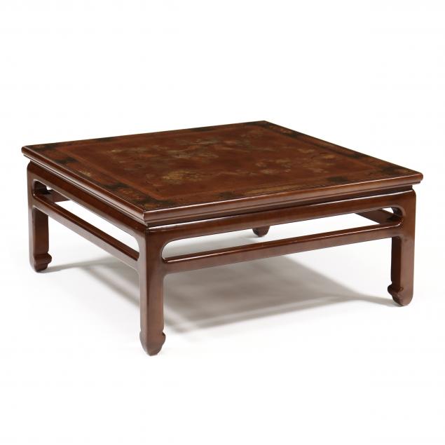 Appraisal: A CONTEMPORARY CHINESE LACQUERED SQUARE LOW TABLE Late th century