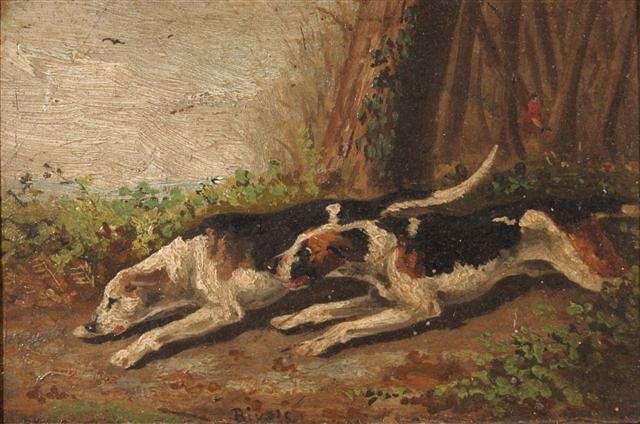 Appraisal: CIRCLE OF HENRY ALKEN British - 'Rivals' two hounds in