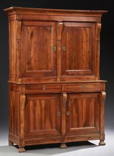 Appraisal: French Louis Philippe Carved Walnut Buffet a Deux Corps c