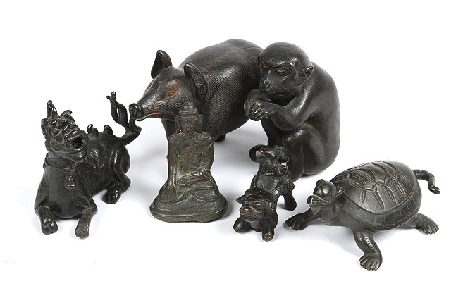 Appraisal: A JAPANESE BRONZE FIGURE of a seated monkey cm high