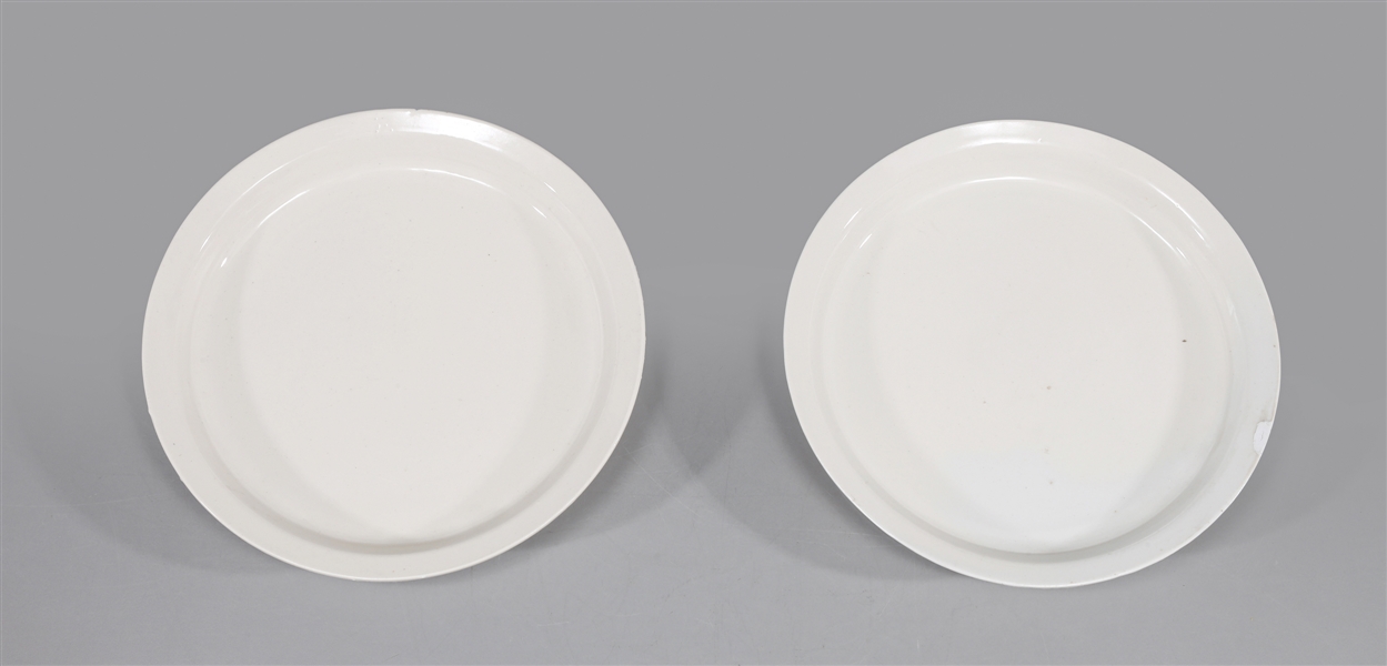 Appraisal: Pair of Chinese white porcelain dishes one with large chip