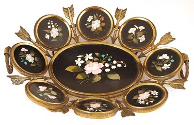 Appraisal: A th century pietra dura panel and gilt brass dish