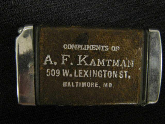 Appraisal: Victorian Advertising Match Safes Compliments of A F Kamtman Baltimore