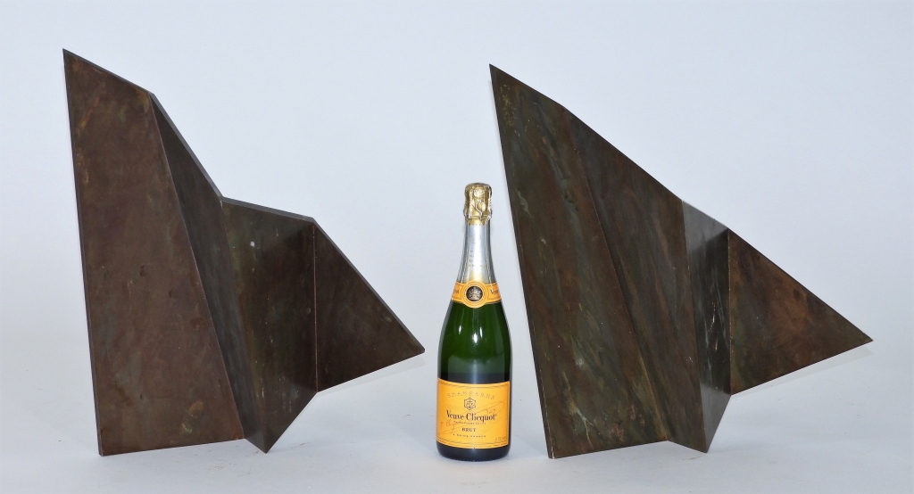 Appraisal: PR MODERNIST ANGULAR FORM ORIGAMI BRONZE SCULPTURE United States Circa