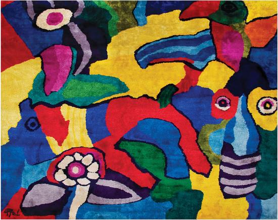 Appraisal: Karel Appel - a colorful world woven woolen tapestry from