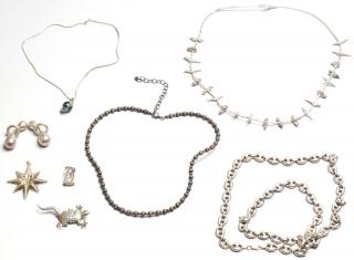 Appraisal: Assorted Sterling Silver Jewelry Articles Comprising four necklaces two brooches