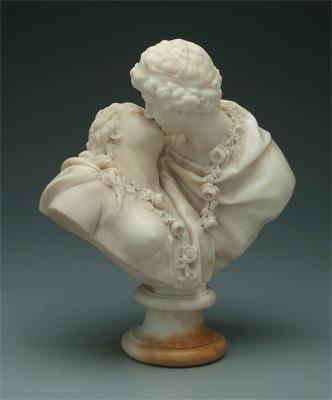 Appraisal: Marble sculpture after Houdon Le Baise donne double bust of