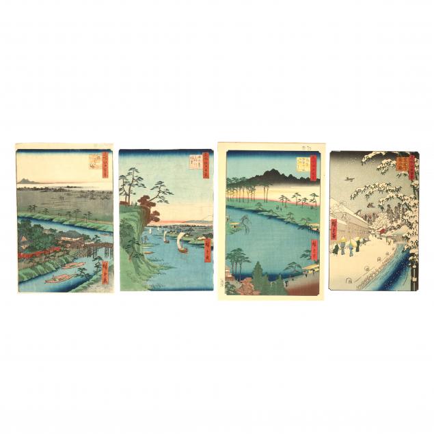 Appraisal: UTAGAWA HIROSHIGE JAPANESE - FOUR WOODBLOCK PRINTS FROM ONE HUNDRED