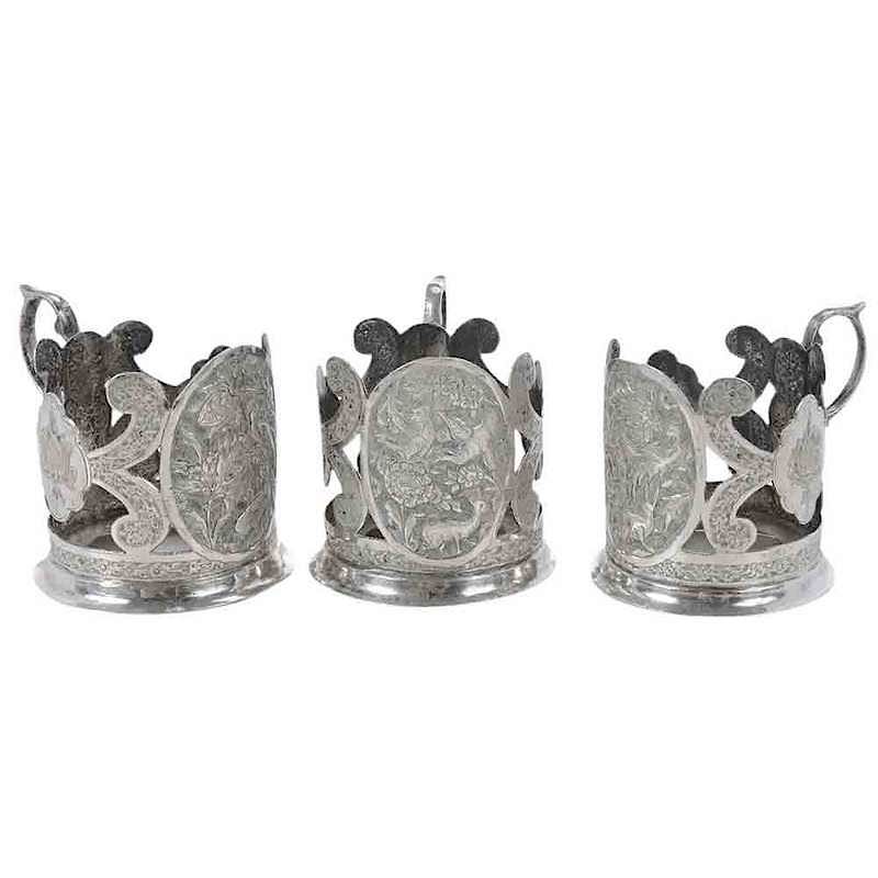 Appraisal: Six Turkish Silver Cup Holders Persian late th early th