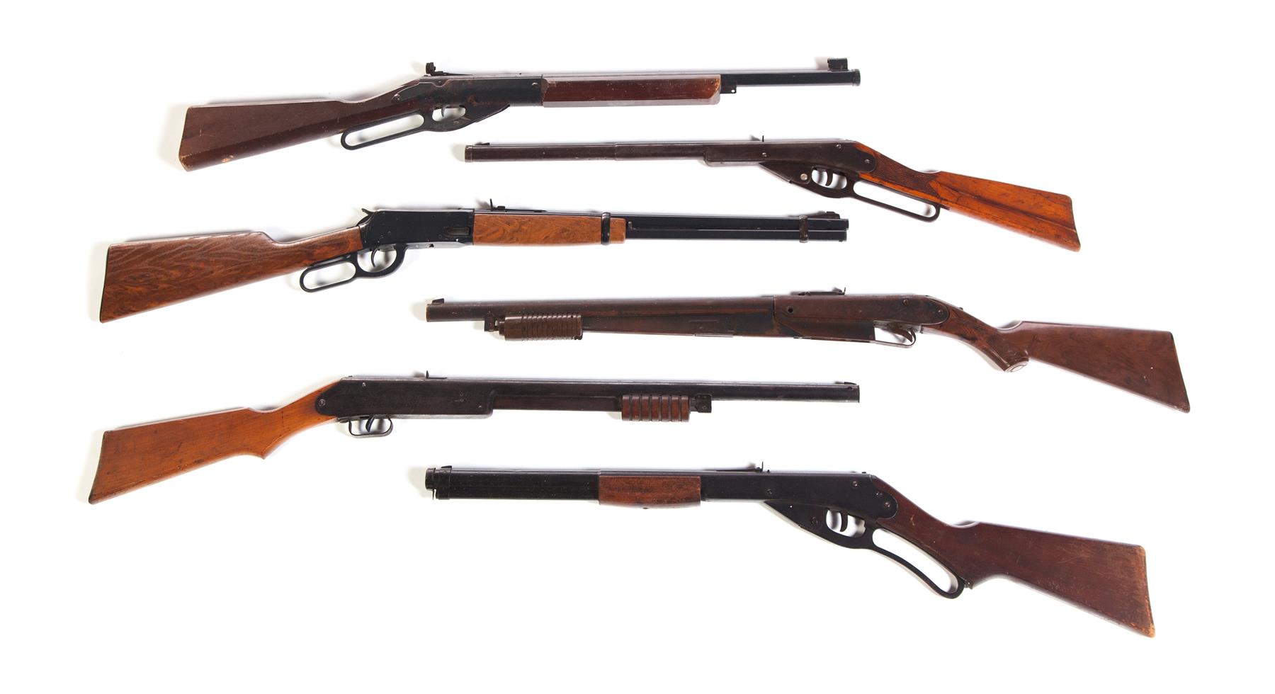 Appraisal: SIX DAISY TOY BB AIR RIFLES American mid th century