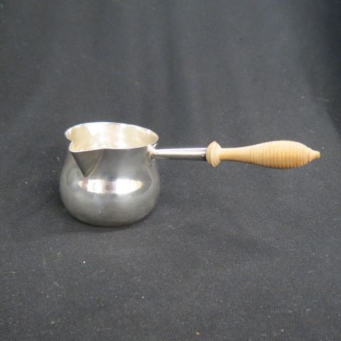 Appraisal: Sterling Silver Sauce Pot pouring spout carved wood handle by