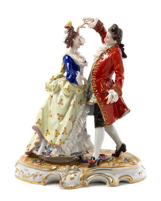 Appraisal: Sale Lot A German Porcelain Figural Group depicting a gentleman