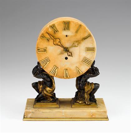 Appraisal: Sienna marble gilt and patinated bronze mantel clock e f