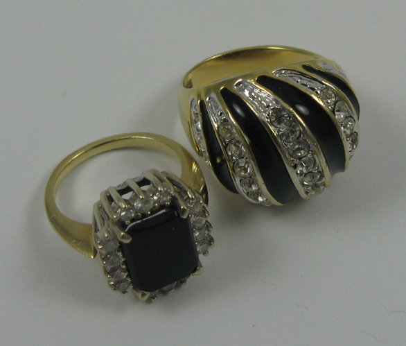 Appraisal: TWO YELLOW GOLD RINGS one K yellow gold and centers