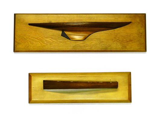 Appraisal: Two half-hull ship models one mahogany one mahogany and white