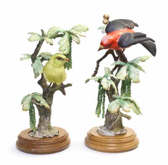 Appraisal: A Pair of Royal Worcester Dorothy Doughty Birds Scarlet Tanagers