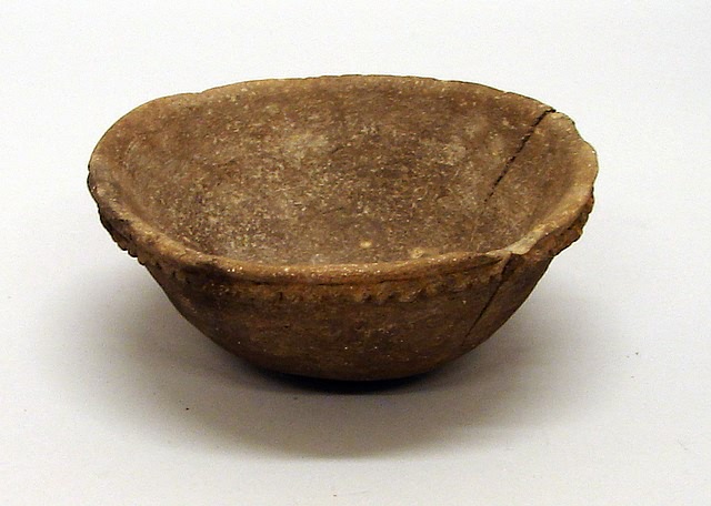 Appraisal: Mound ware bowl in diameter in height with crenulated lip