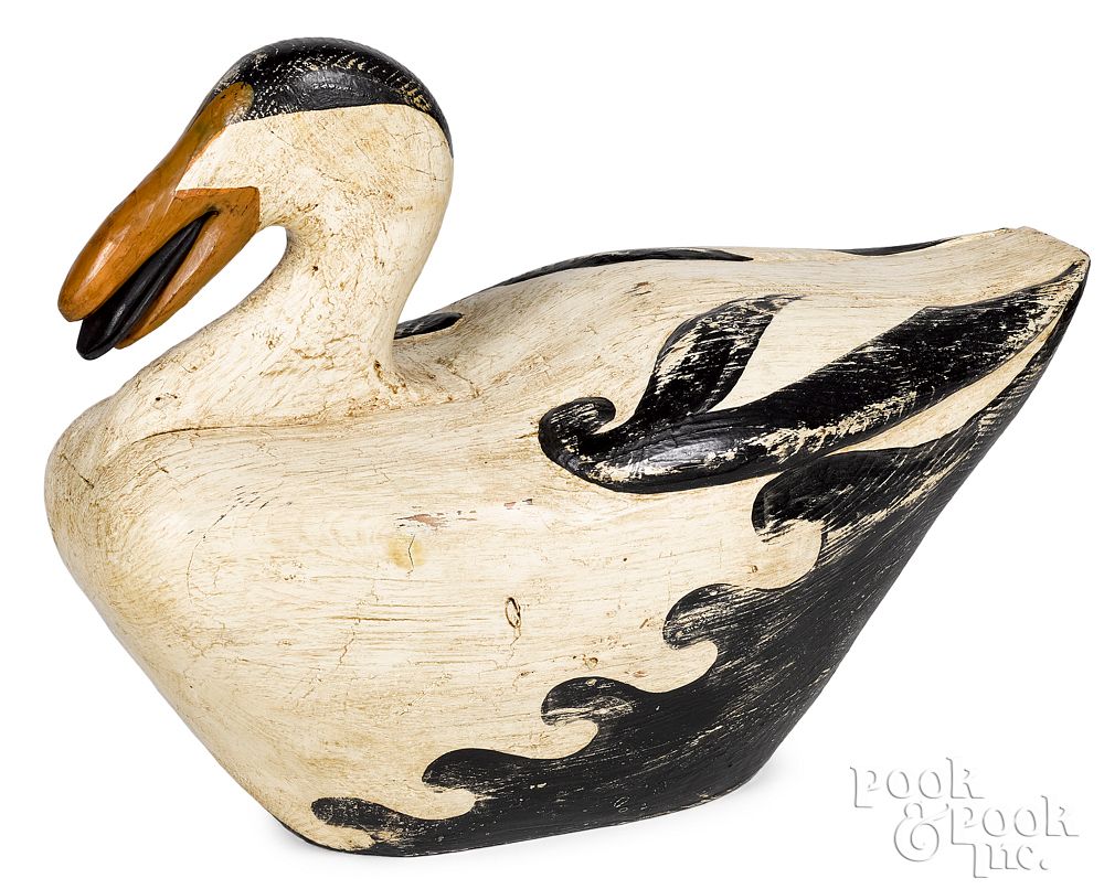 Appraisal: Oversized carved and painted Eider duck decoy Oversized carved and