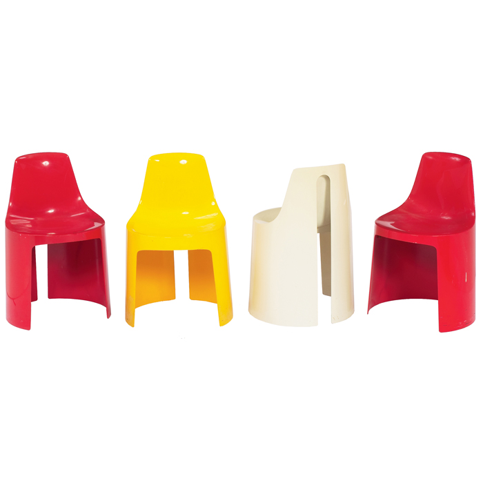 Appraisal: Overman AB Tango chairs four Denmark molded plastic forms with